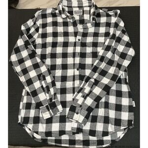 Cornerstore Bodega Shirt Mens Large Black Plaid Flannel Long Sleeve Button Up